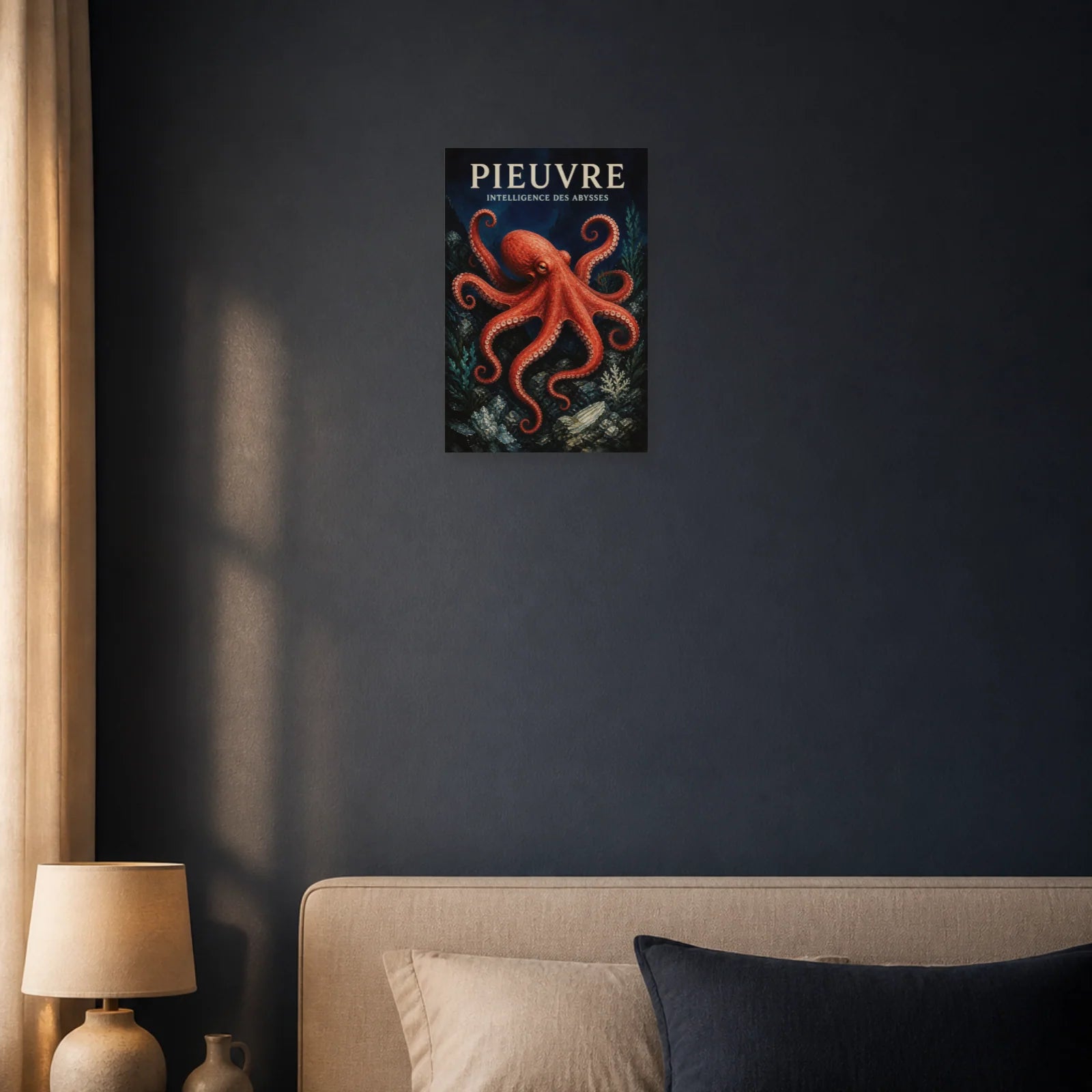 Affiche Pieuvre – Intelligence des Abysses dans une entrée ou un couloir - Art Virtuoso
