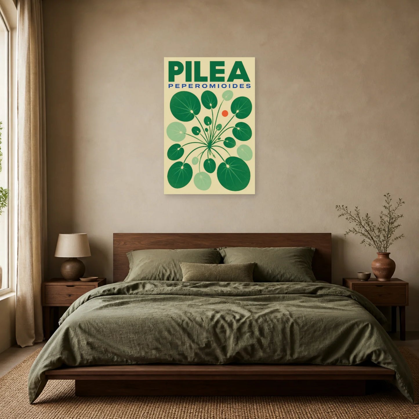 Affiche Pilea – Peperomioides dans une chambre - Art Virtuoso