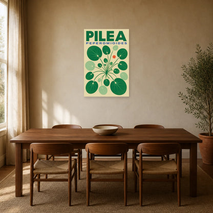 Affiche Pilea – Peperomioides dans une salle à manger - Art Virtuoso