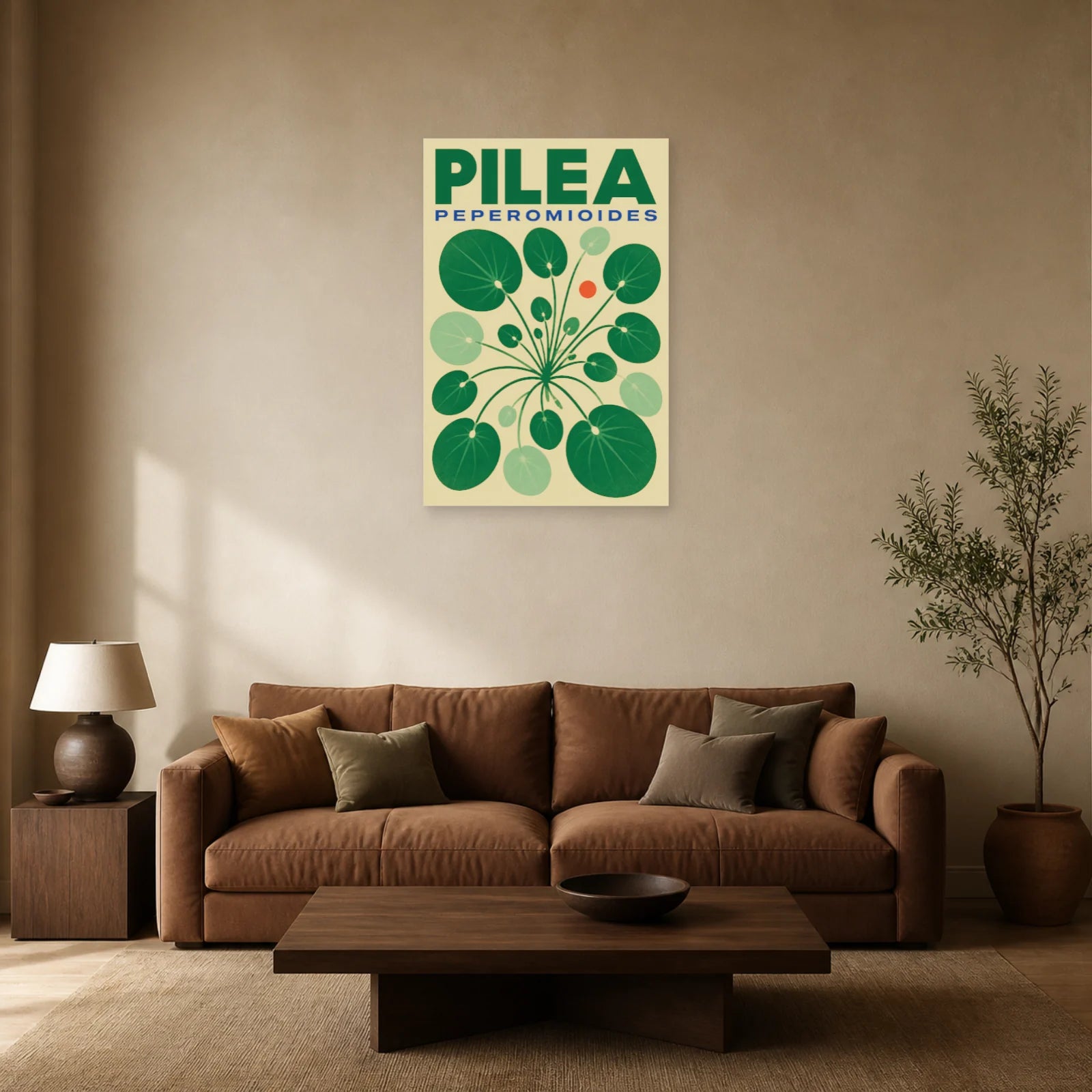 Affiche Pilea – Peperomioides dans un salon - Art Virtuoso