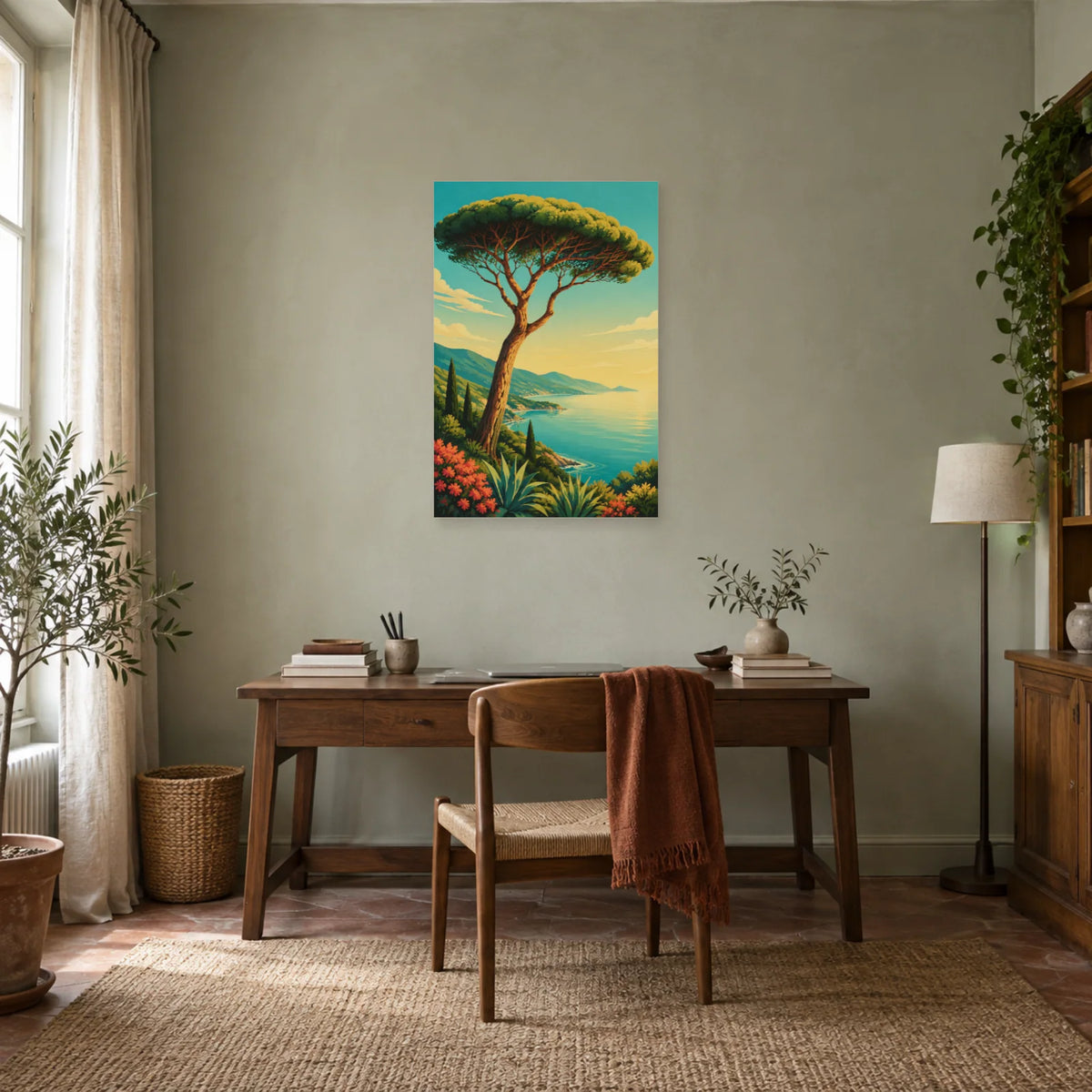 Affiche Pin parasol – Riviera vintage dans un bureau - Art Virtuoso
