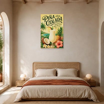 Affiche Piña colada, ananas et noix de coco dans une chambre - Art Virtuoso