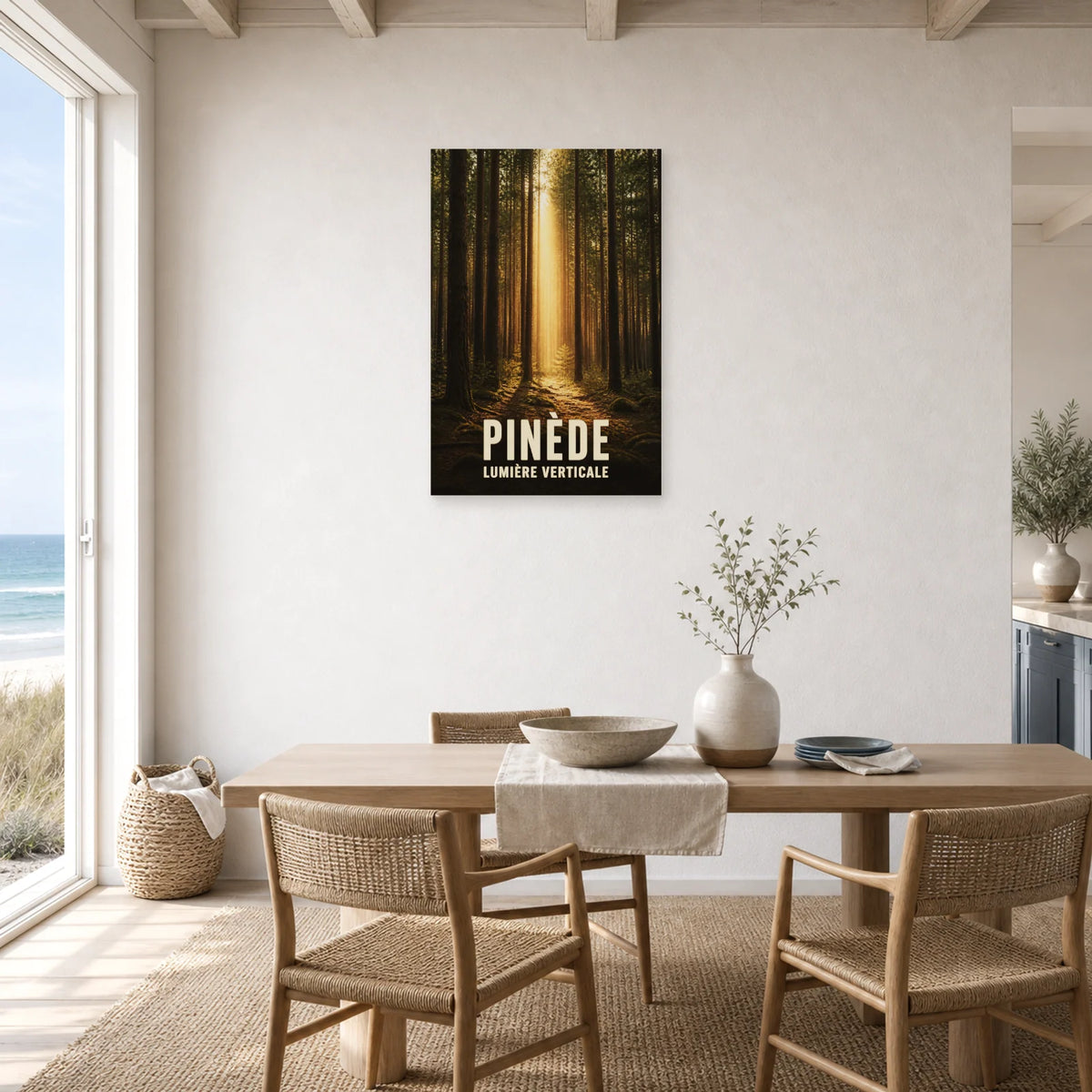 Affiche Pinède – Lumière Verticale dans une salle à manger - Art Virtuoso