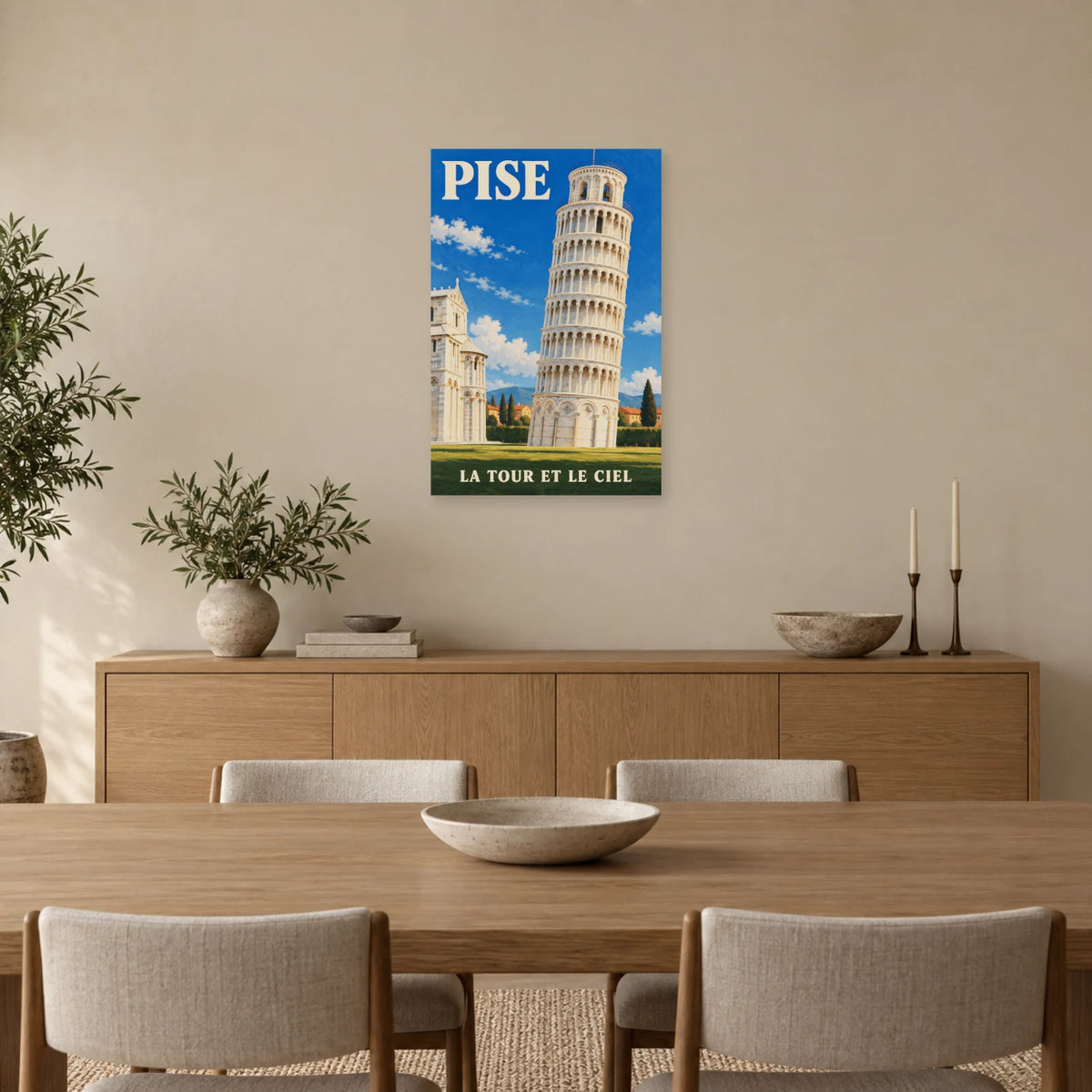 Affiche Pise - La tour et le ciel dans une salle à manger - Art Virtuoso
