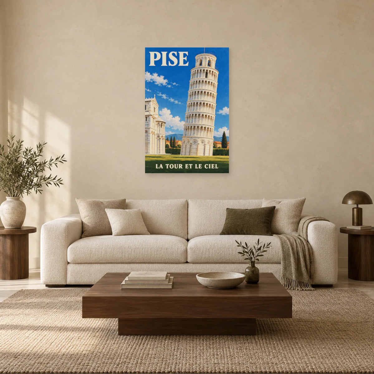 Affiche Pise - La tour et le ciel dans un salon - Art Virtuoso