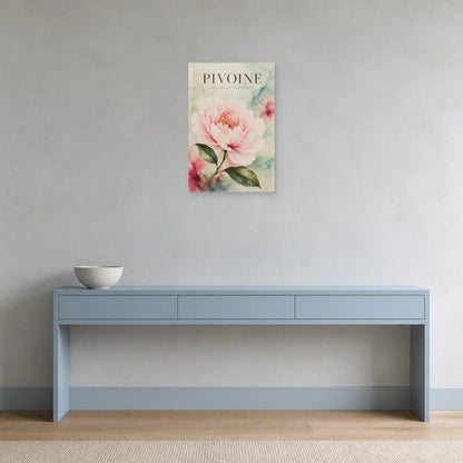 Affiche Pivoine – Aquarelle Botanique dans une entrée ou un couloir - Art Virtuoso