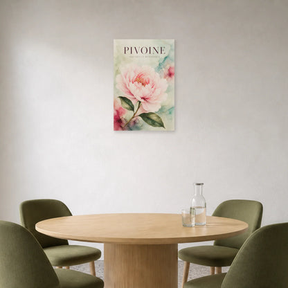 Affiche Pivoine – Aquarelle Botanique dans une salle à manger - Art Virtuoso