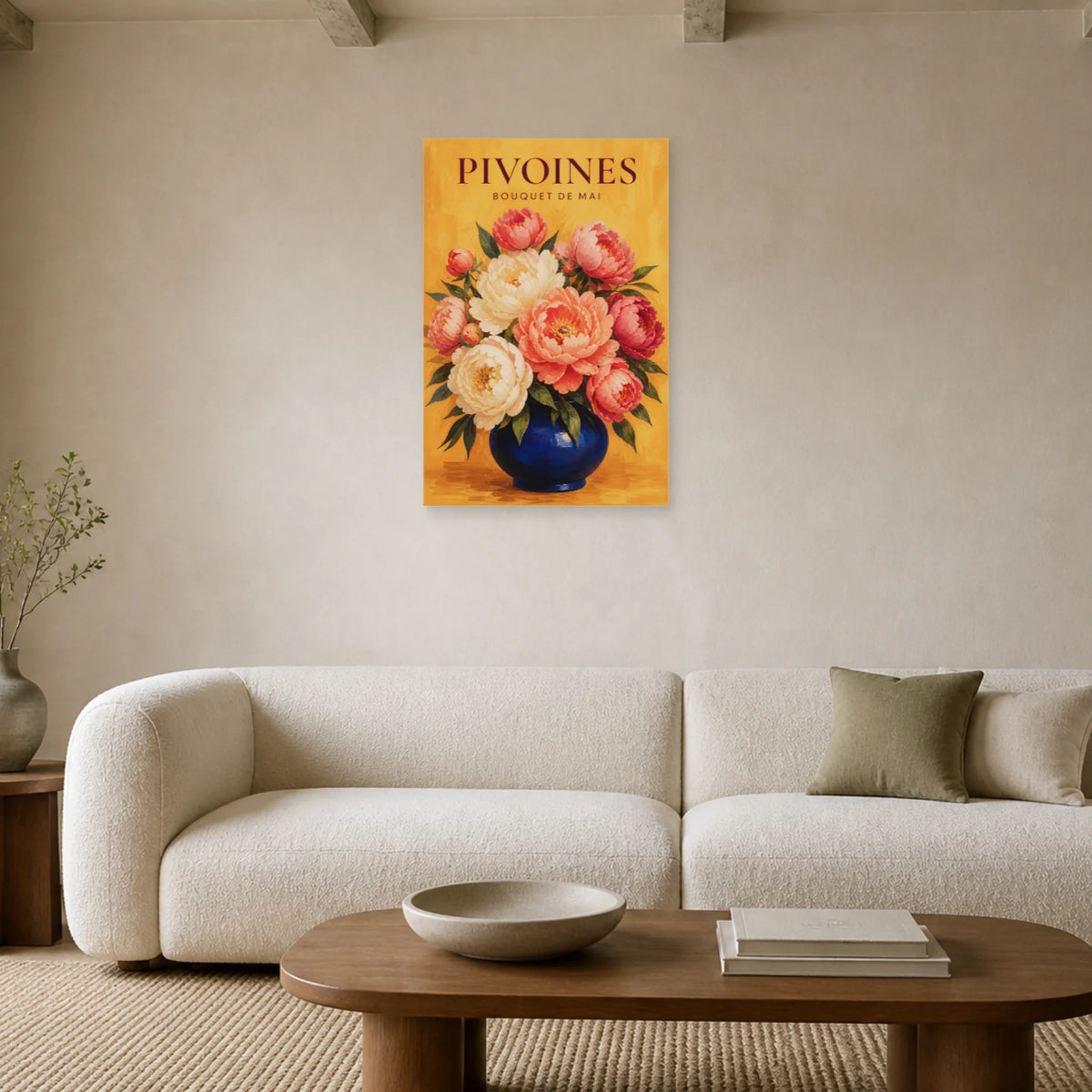 Affiche Pivoines – Bouquet de Mai dans un salon - Art Virtuoso