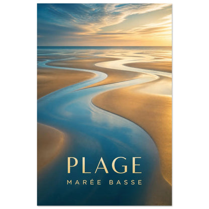 Affiche Plage – Marée Basse, illustration éditoriale verticale, format 60 × 90 cm