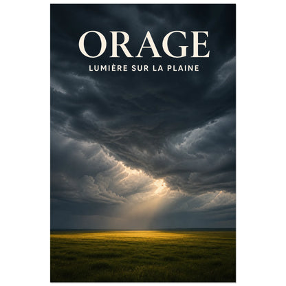 Affiche Orage - Lumière sur la plaine, photographie de paysage dramatique verticale, format 40 × 60 cm