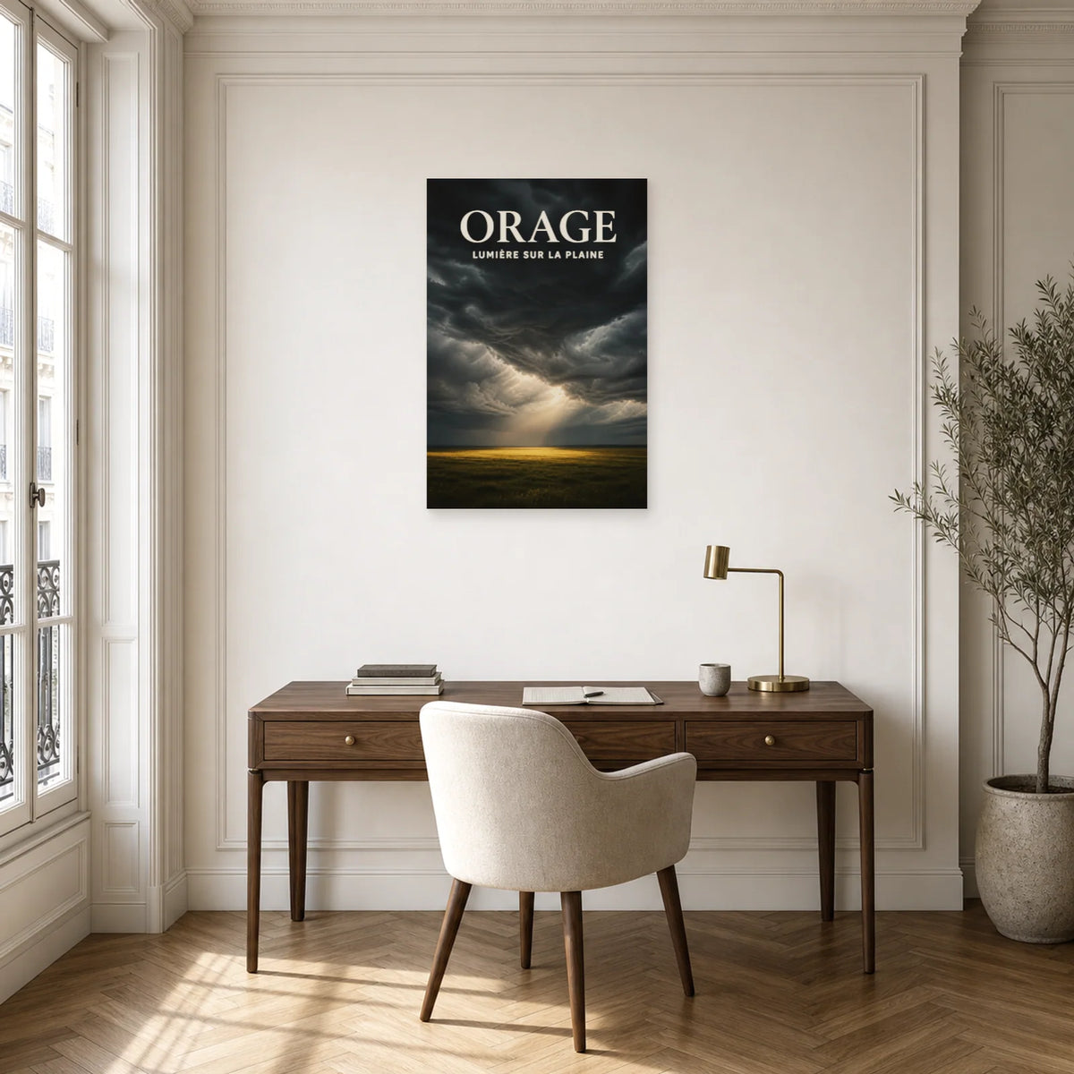 Affiche Orage - Lumière sur la plaine dans un bureau - Art Virtuoso