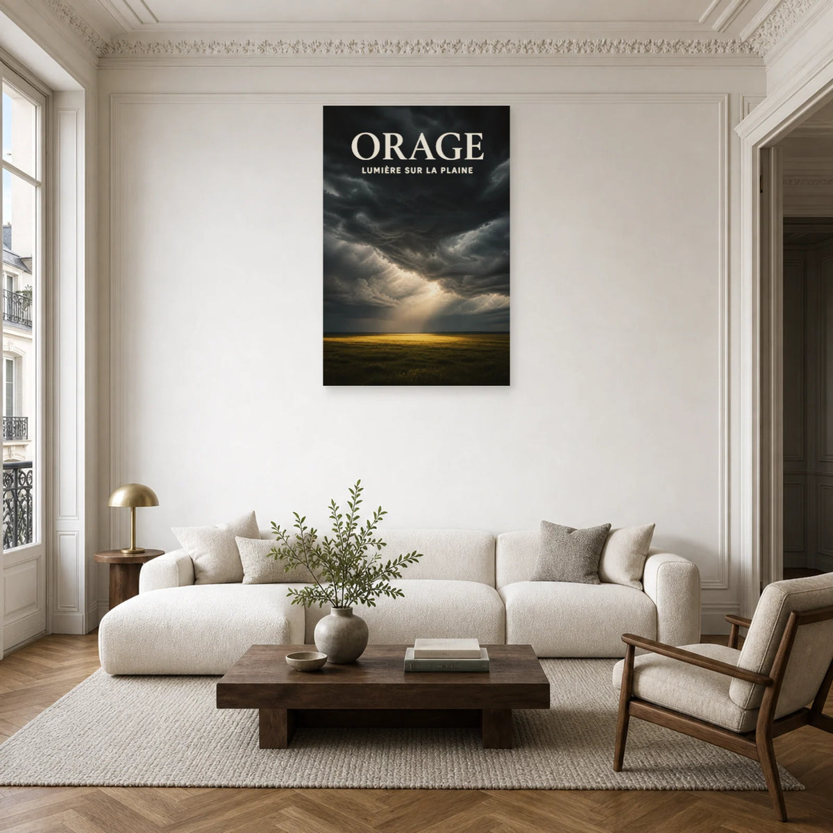 Affiche Orage - Lumière sur la plaine dans un salon - Art Virtuoso