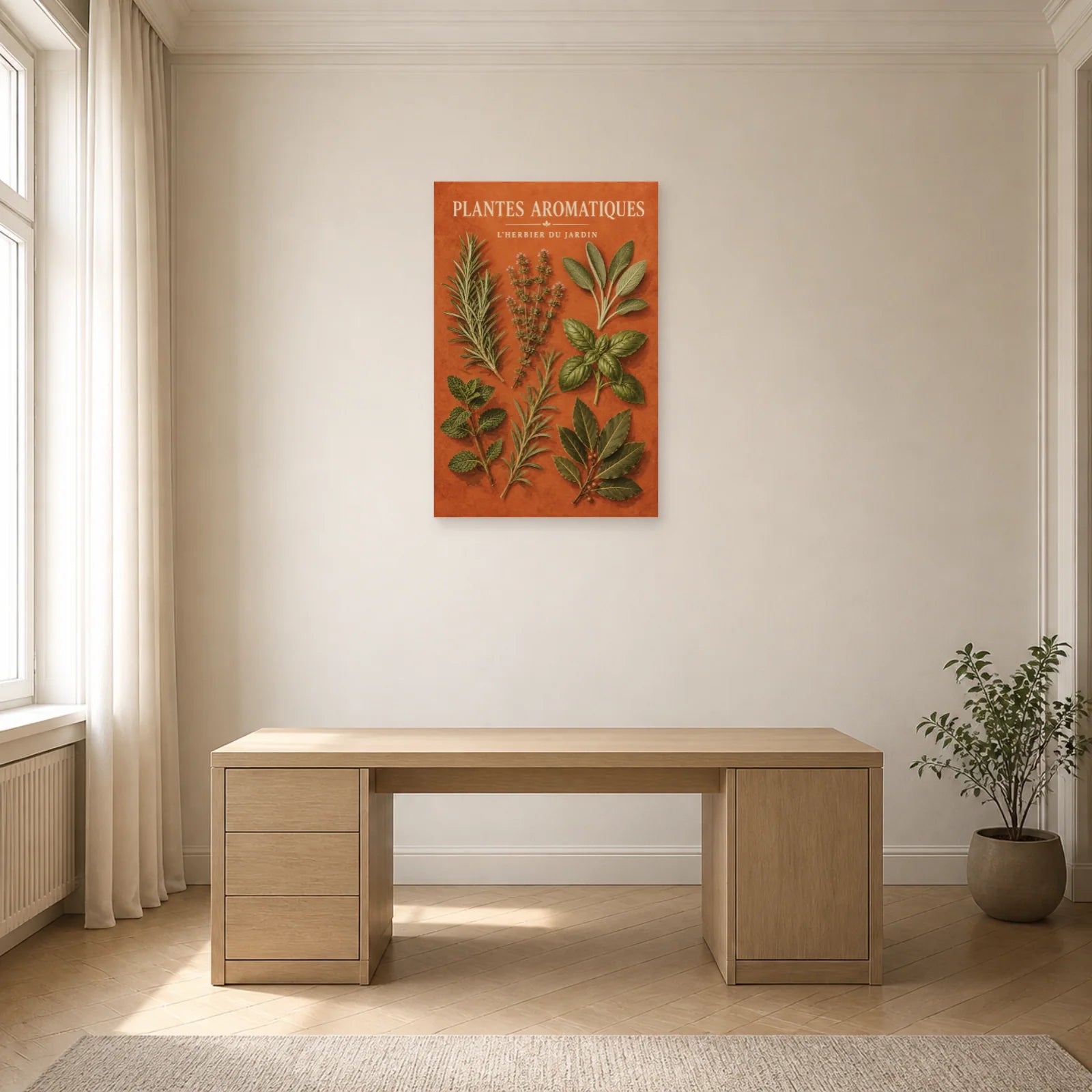 Affiche Plantes Aromatiques – L'Herbier du Jardin dans un bureau - Art Virtuoso