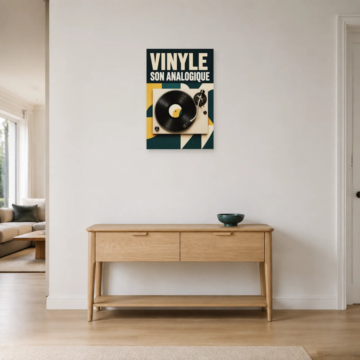 Affiche Platine vinyle – Son analogique dans une entrée ou un couloir - Art Virtuoso