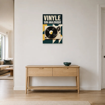 Affiche Platine vinyle – Son analogique dans une entrée ou un couloir - Art Virtuoso