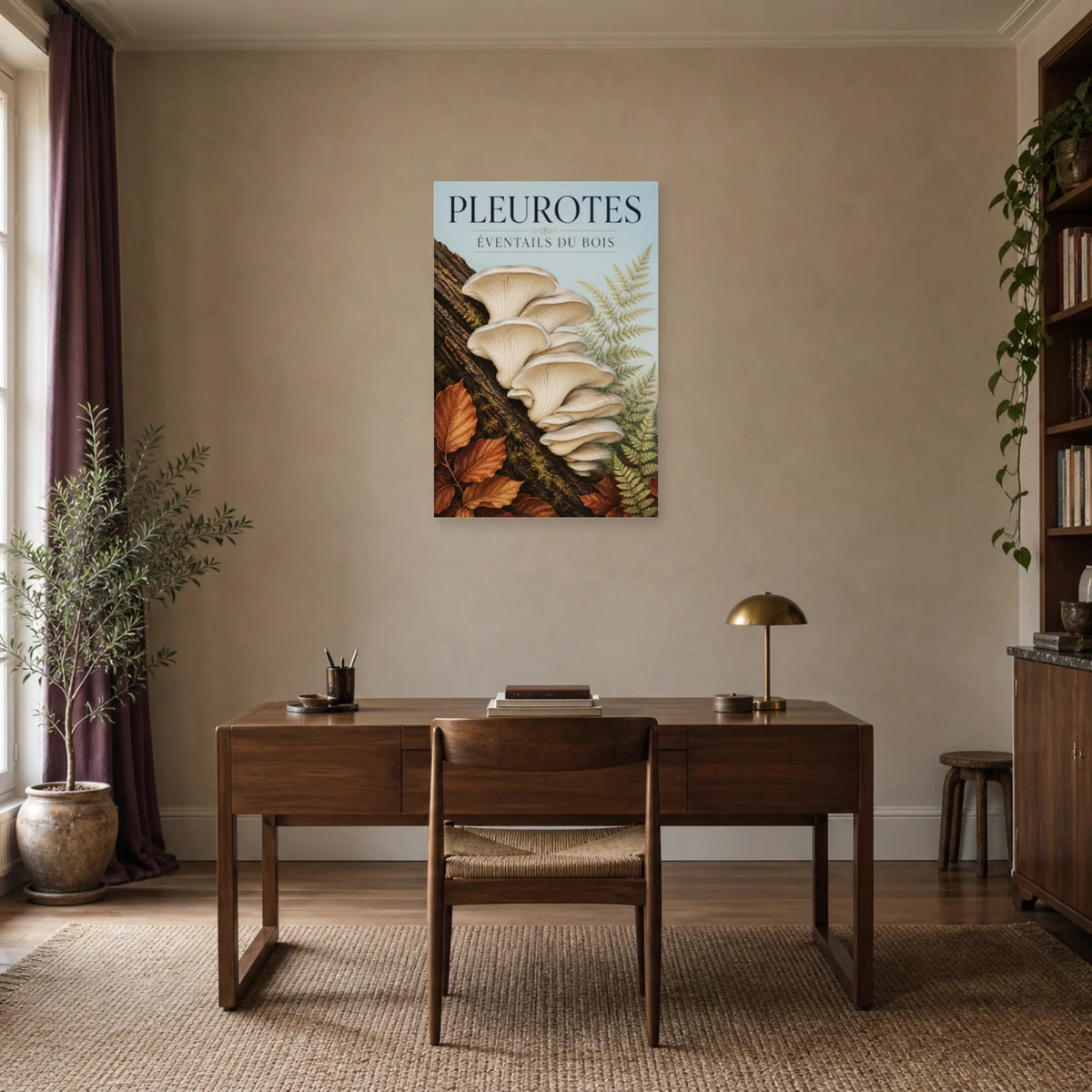 Affiche Pleurotes – Éventails du bois dans un bureau - Art Virtuoso
