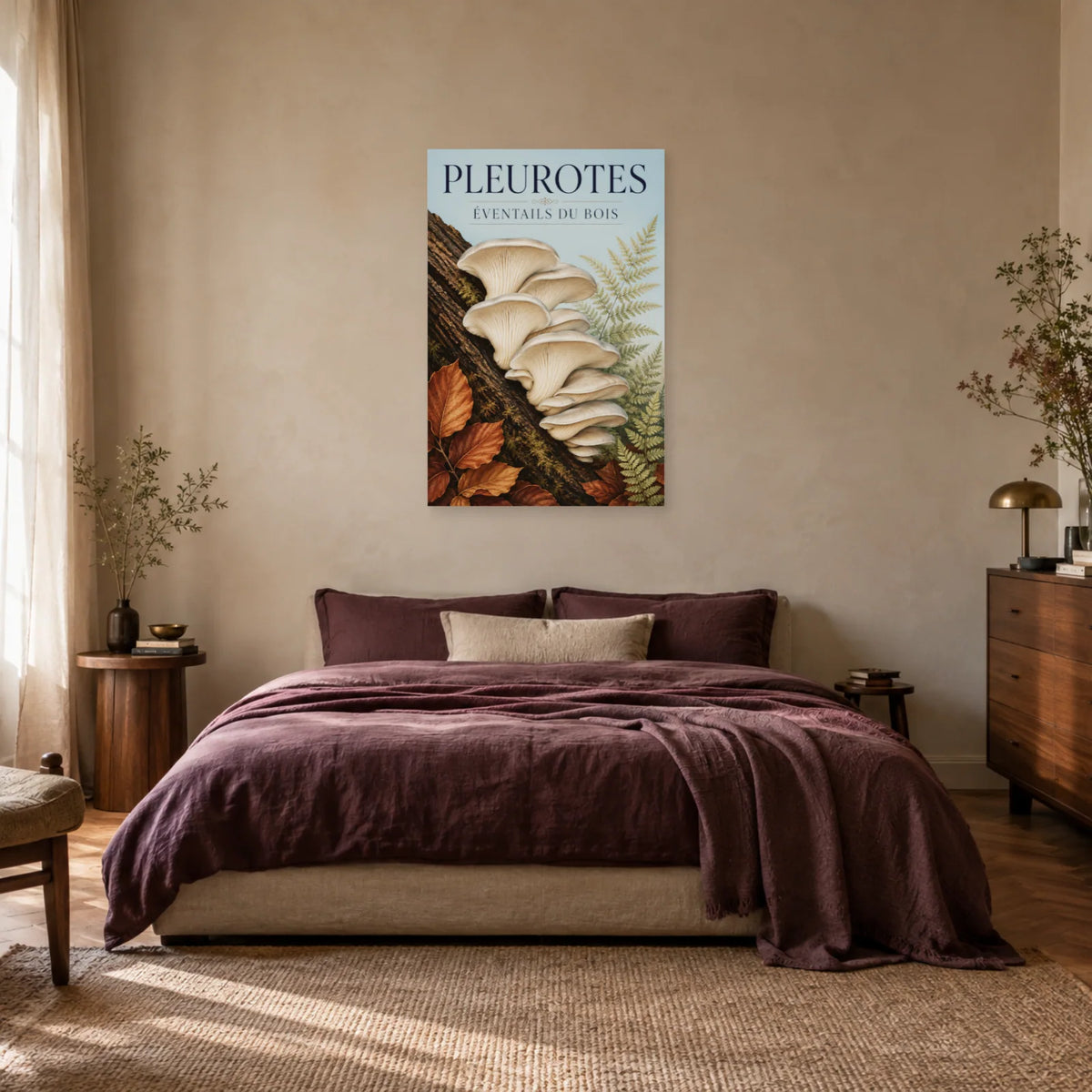 Affiche Pleurotes – Éventails du bois dans une chambre - Art Virtuoso