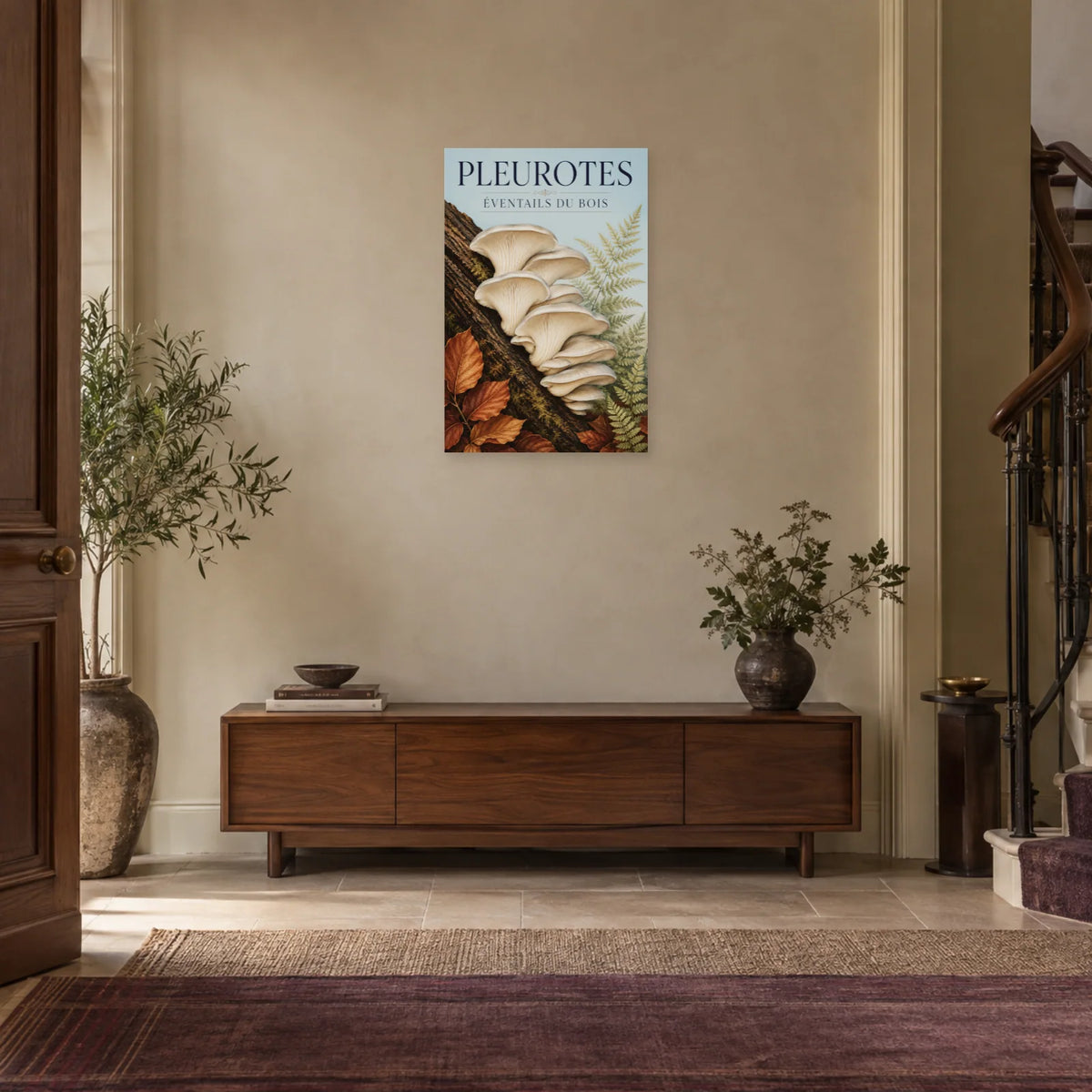 Affiche Pleurotes – Éventails du bois dans une entrée ou un couloir - Art Virtuoso