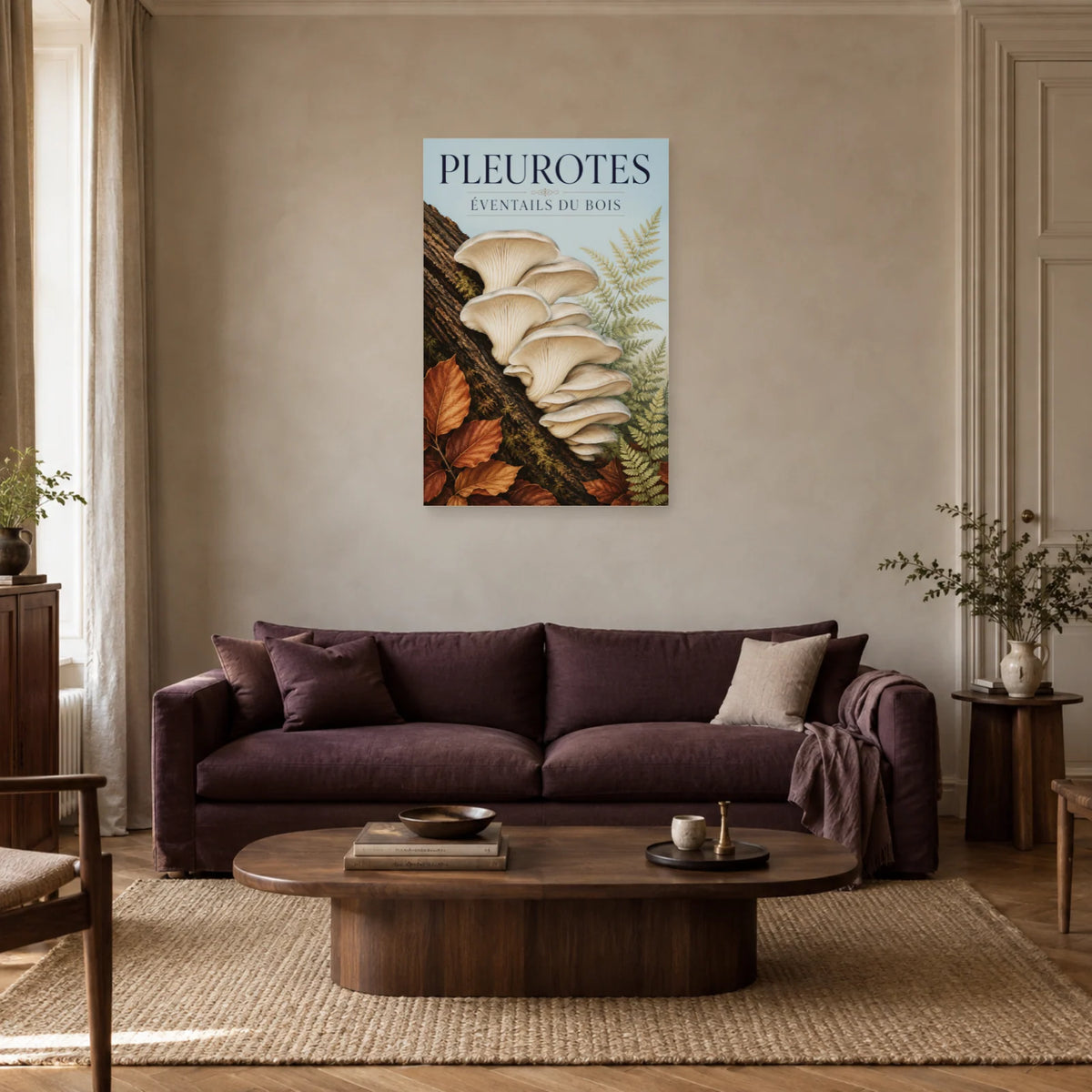 Affiche Pleurotes – Éventails du bois dans un salon - Art Virtuoso