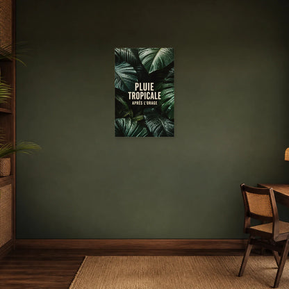 Affiche Pluie – Feuilles tropicales dans un bureau - Art Virtuoso