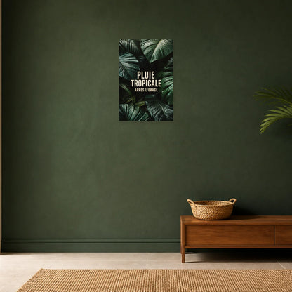 Affiche Pluie – Feuilles tropicales dans une entrée ou un couloir - Art Virtuoso