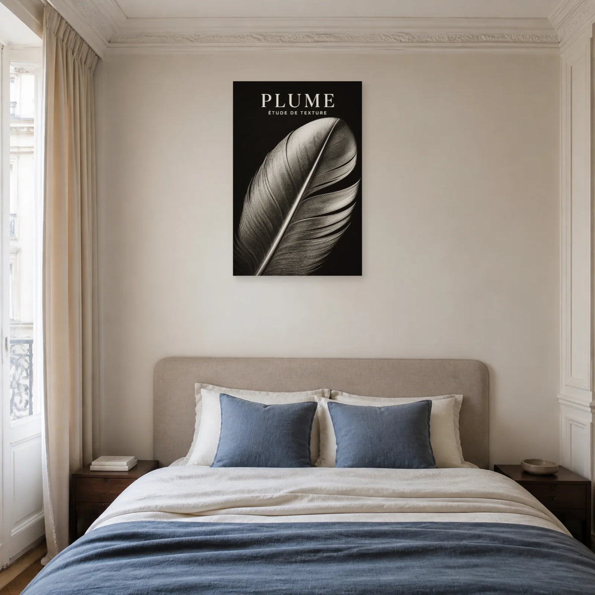 Affiche Plume – Étude de Texture dans une chambre - Art Virtuoso