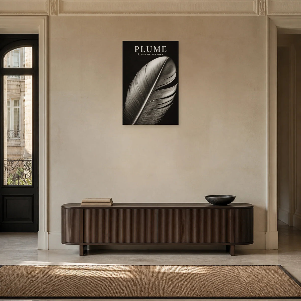 Affiche Plume – Étude de Texture dans une entrée ou un couloir - Art Virtuoso