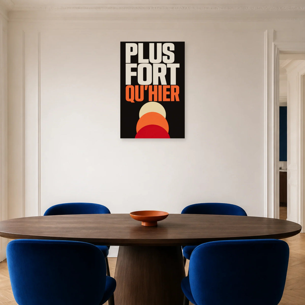 Affiche Plus fort qu’hier – Progression solaire dans une salle à manger - Art Virtuoso