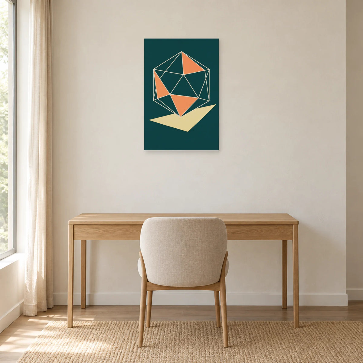 Affiche Polyedre - Lignes en volume dans un bureau - Art Virtuoso