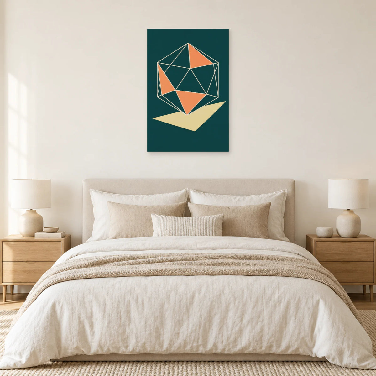 Affiche Polyedre - Lignes en volume dans une chambre - Art Virtuoso