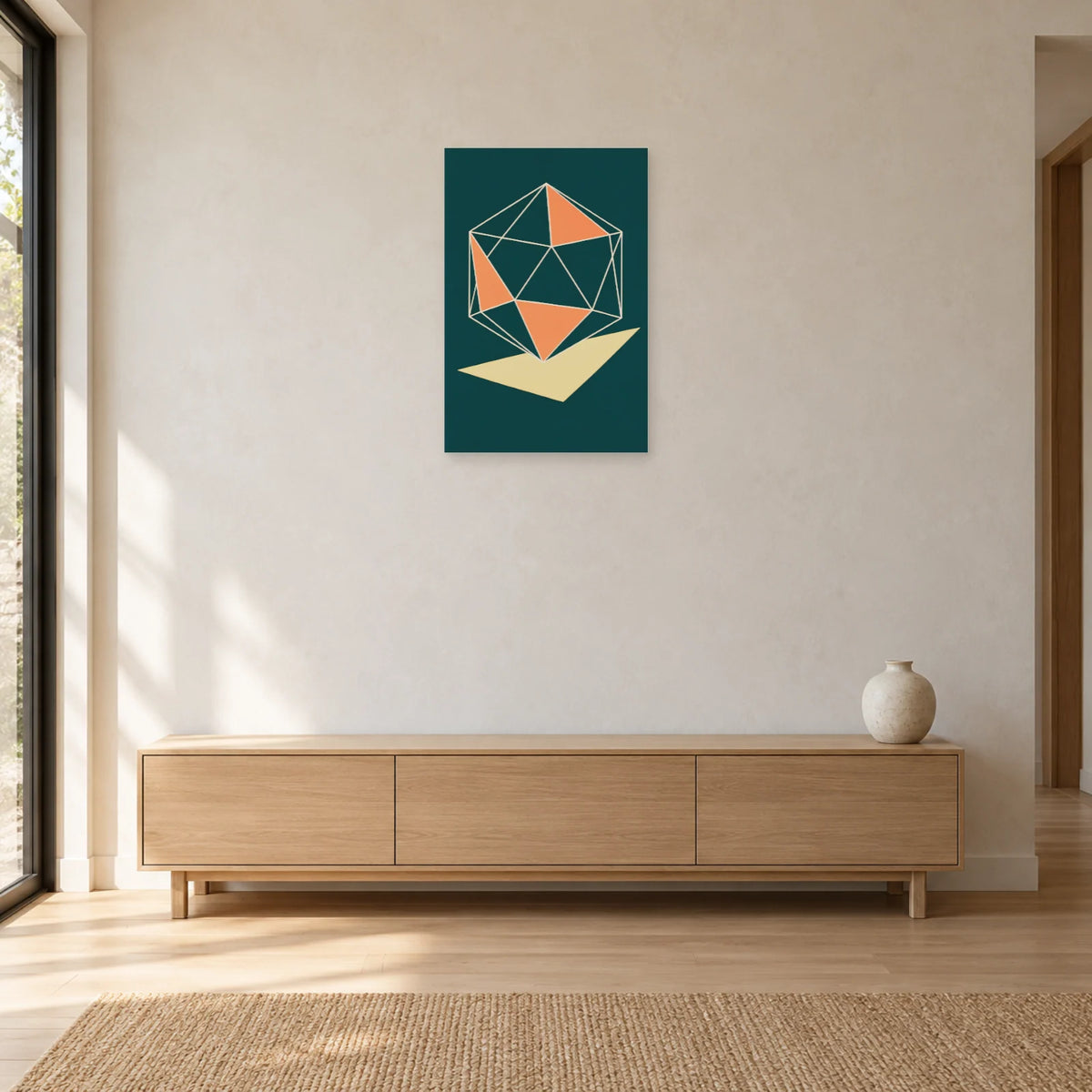 Affiche Polyedre - Lignes en volume dans une entrée ou un couloir - Art Virtuoso