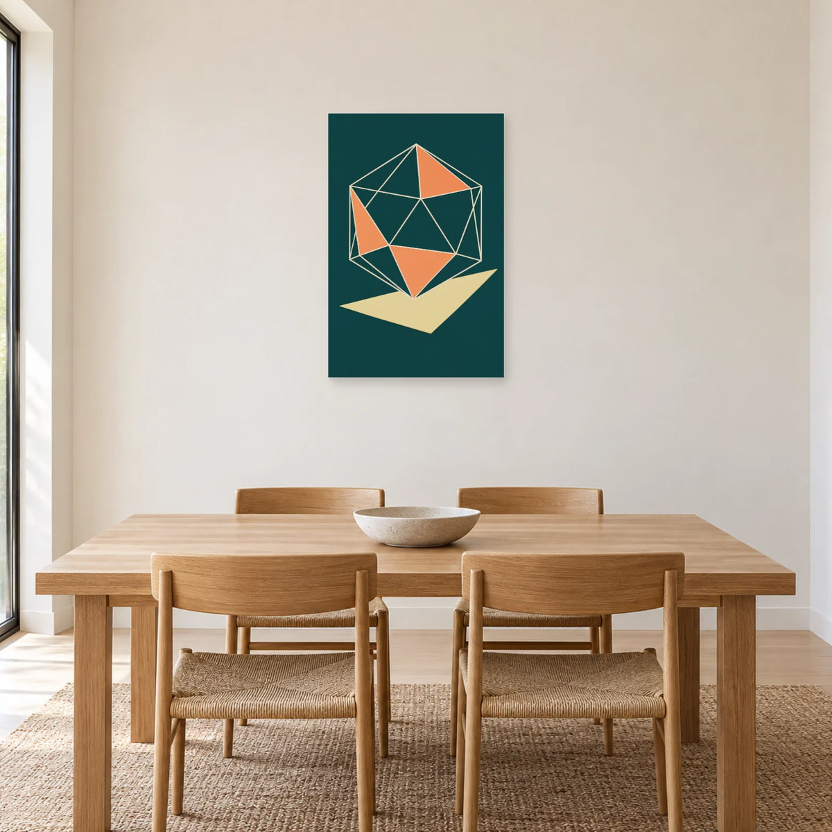 Affiche Polyedre - Lignes en volume dans une salle à manger - Art Virtuoso
