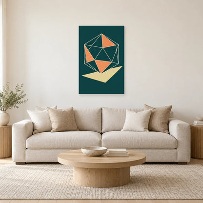 Affiche Polyedre - Lignes en volume dans un salon - Art Virtuoso