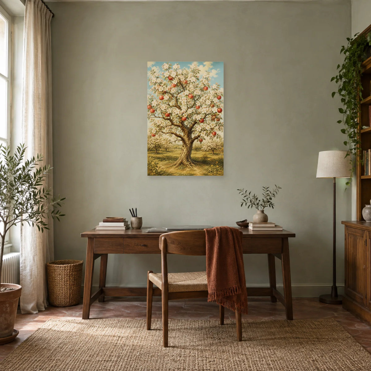 Affiche Pommier – Verger rétro dans un bureau - Art Virtuoso