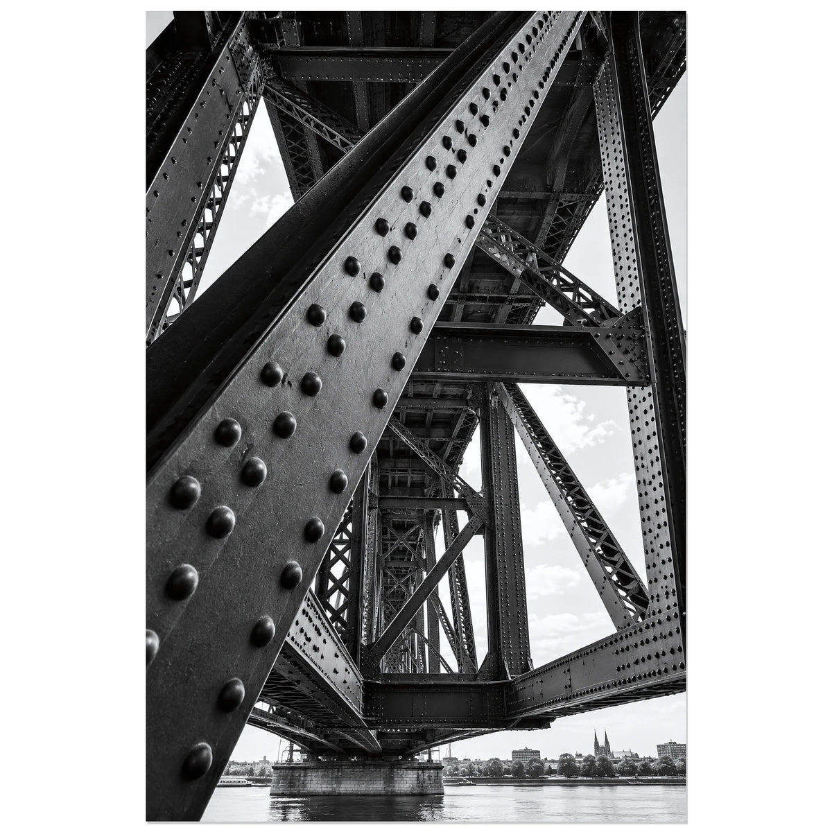 Treillis du pont en perspective noir et blanc, affiche 40 × 60 cm