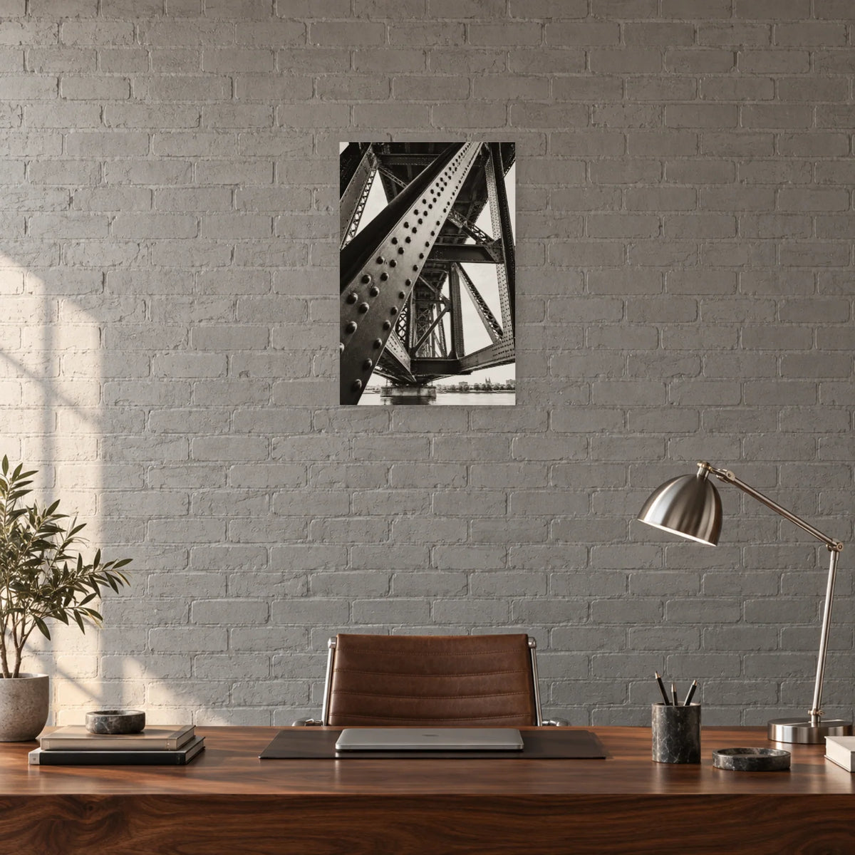 Affiche Pont d’acier - Perspective dans un bureau - Art Virtuoso