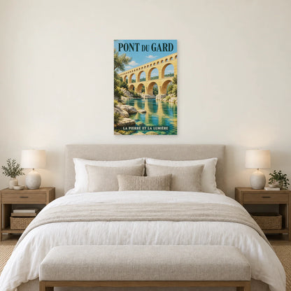 Affiche Pont du Gard - La pierre et la lumière dans une chambre - Art Virtuoso