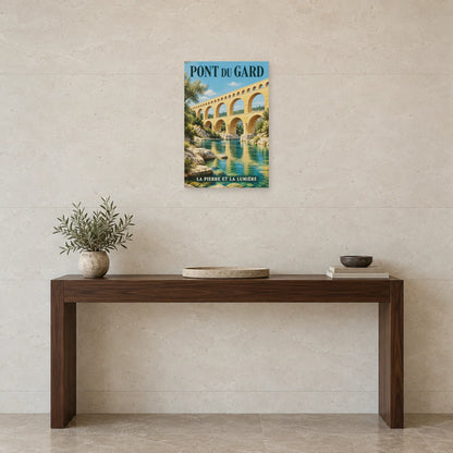 Affiche Pont du Gard - La pierre et la lumière dans une entrée ou un couloir - Art Virtuoso