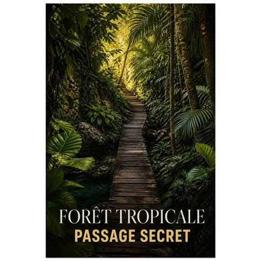 Affiche Forêt Tropicale – Passage Secret, photographie de paysage tropical verticale, format 30 × 45 cm