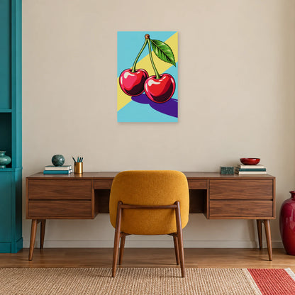 Affiche Pop art Cerises duo électrique dans un bureau - Art Virtuoso