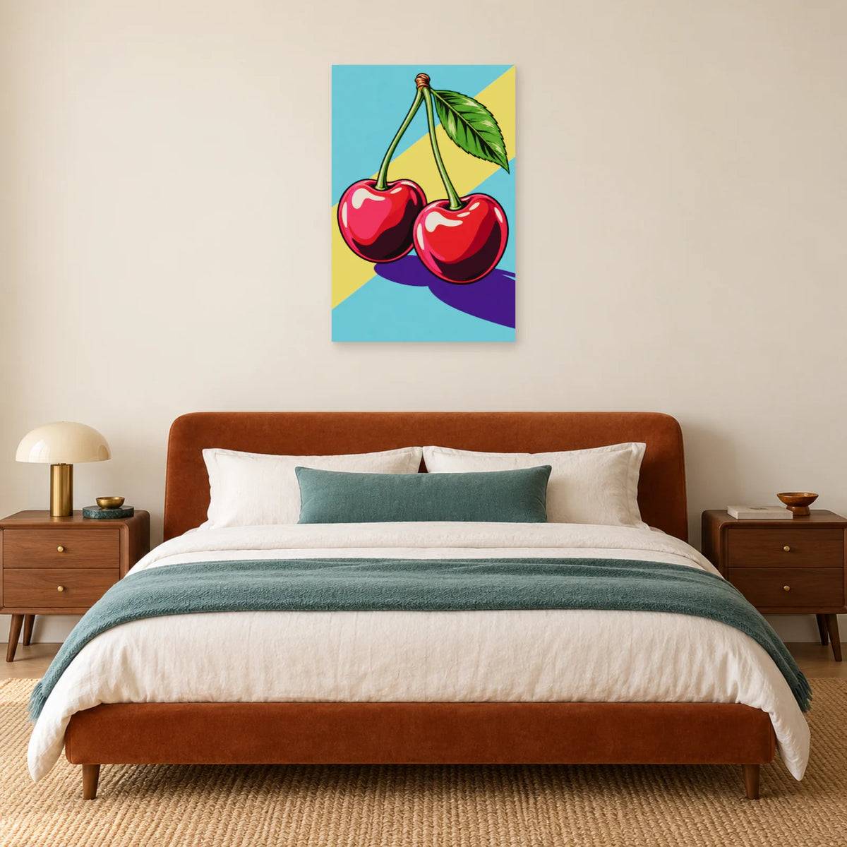 Affiche Pop art Cerises duo électrique dans une chambre - Art Virtuoso