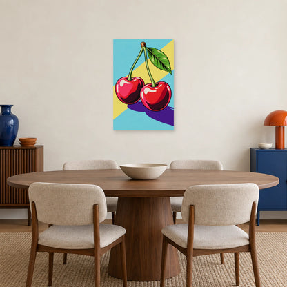 Affiche Pop art Cerises duo électrique dans une salle à manger - Art Virtuoso