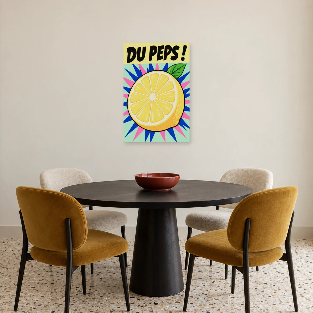 Affiche Pop art Citron du peps dans une salle à manger - Art Virtuoso