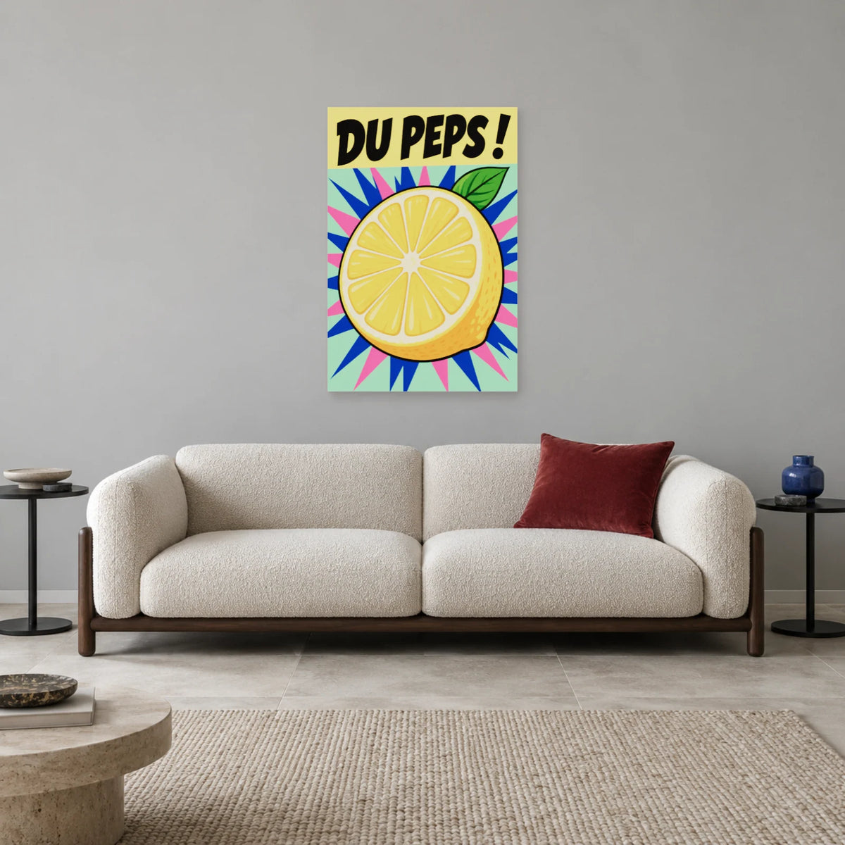 Affiche Pop art Citron du peps dans un salon - Art Virtuoso