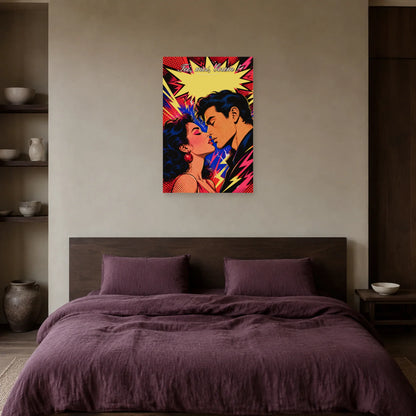 Affiche Toi, moi, boum ! - Couple pop art dans une chambre - Art Virtuoso
