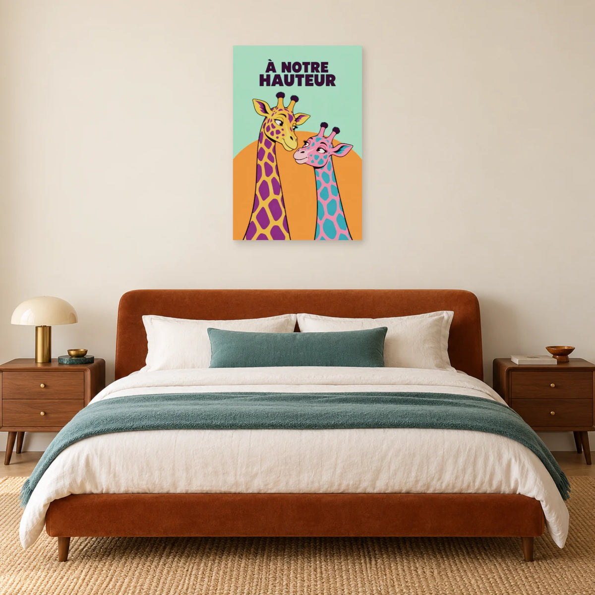 Affiche Pop art Girafes à notre hauteur dans une chambre - Art Virtuoso