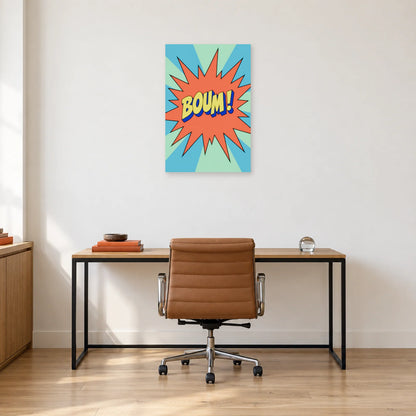Affiche Pop art Onomatopée boum dans un bureau - Art Virtuoso