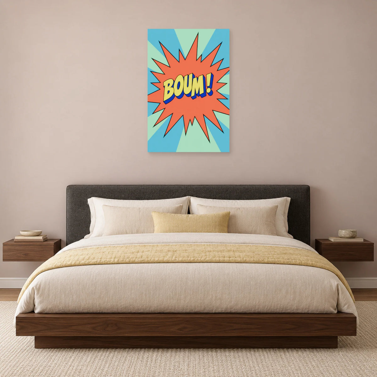 Affiche Pop art Onomatopée boum dans une chambre - Art Virtuoso