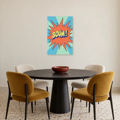 Affiche Pop art Onomatopée boum dans une salle à manger - Art Virtuoso