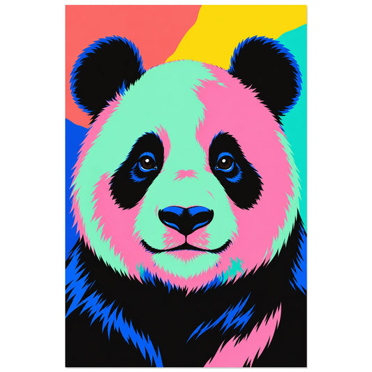 Affiche Pop art Panda éclats colorés, illustration pop art / dessin de bande dessinée / aplats graphiques verticale, format 30 × 45 cm